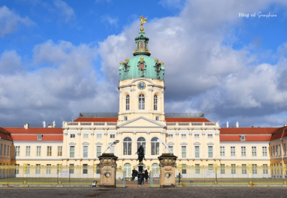 Front view of Charlottenburg Palace in Berlin with its grand Baroque architecture and central dome