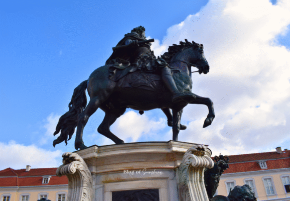 Equestrian statue of Friedrich Wilhelm I in front of Charlottenburg Palace in Berlin, viewed from across the street
