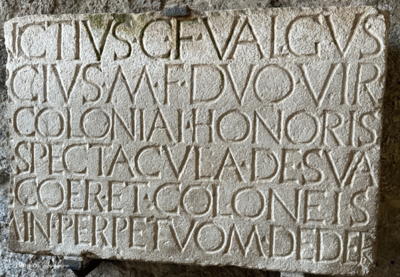 The Amphitheatres Latin Marble Plaque Inscription