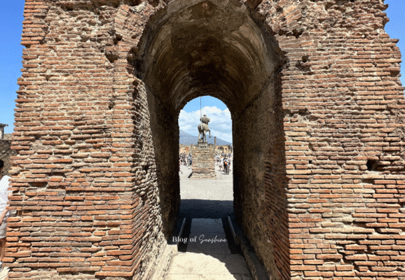 Arch View of the Bronze Centaur Statue in the Forum in Pompeii