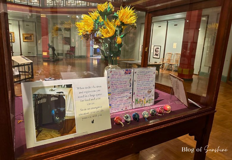 Ukrainian sunflowers and children's letters on display at Cliffe Castle Keighley