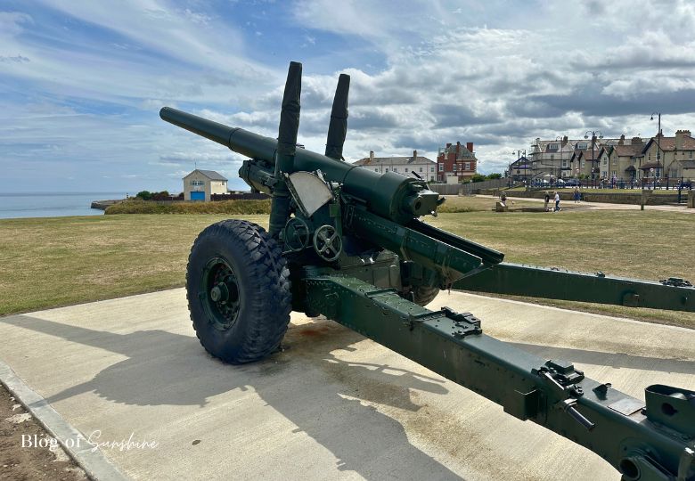 5.5-inch artillery gun display overlooking the North Sea at Seaham Heritage Coast
