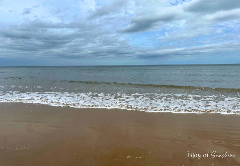 View of waves and horizon at Seaham Hall Beach on the Durham Coast