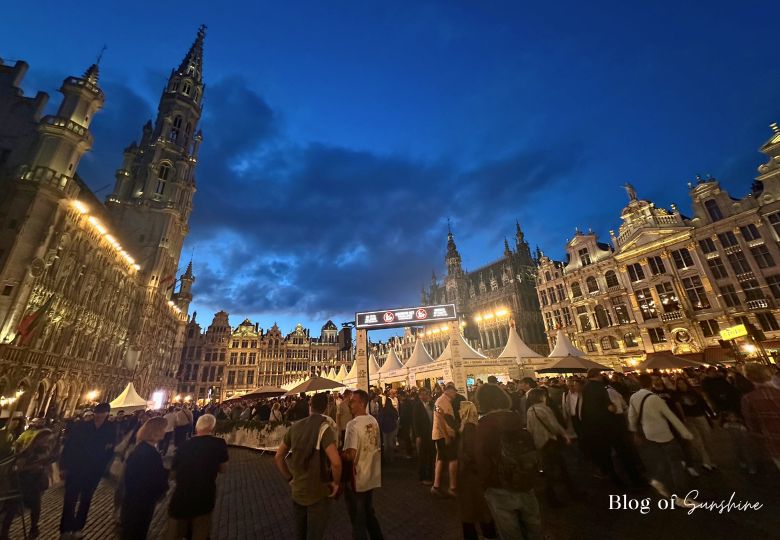 Belgian Beer Weekend festival tents and crowd in Grand Place