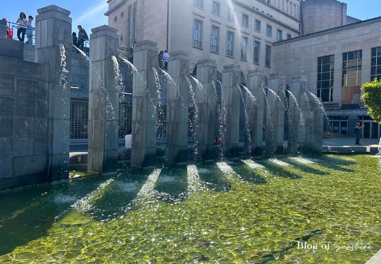 Water fountains at the Mont des Arts garden in Brussels