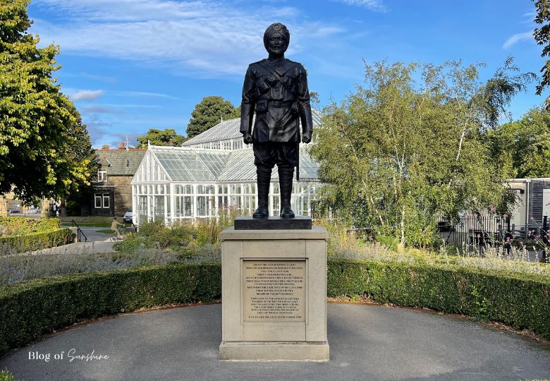 Bronze Sheikh statue in Greenhead Park Huddersfield near the rose garden and glasshouse