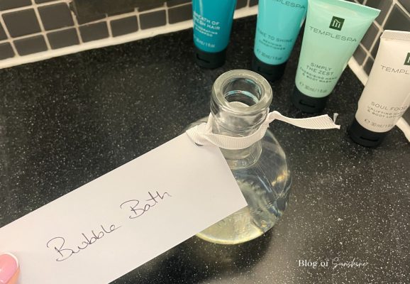 Complimentary bubble bath with Temple Spa toiletries in the Seaham Hall Garden Suite bathroom