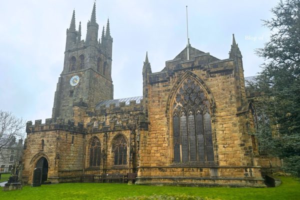 Exterior of St John the Baptist Church in Tideswell near Buxton, the Cathedral of the Peak