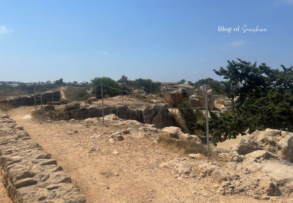 Rocky paths and ancient burial remains at Tombs of the Kings in Paphos Cyprus