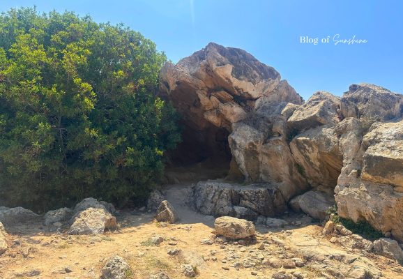 Rocky tomb area near Tomb 2 at Tombs of the Kings in Paphos Cyprus